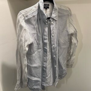 J Crew Limited Edition Classic Fit Drapey Cupro Shirt in Blue Mixed Stripe 4